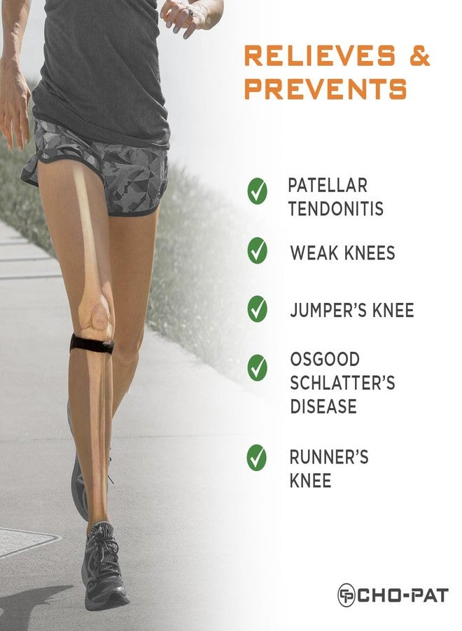 تشو-بات حزام الركبة الأصلي من تشو-بات، دعامة للرضفة لركبة العداء، وركبة القافز، ومرض أوسغود شلاتر، وتلين غضروف الركبة، أسود، متوسط - Image 3